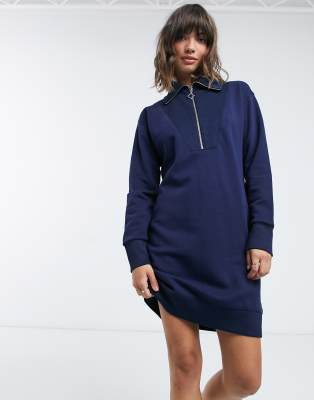 navy sweatshirt dress