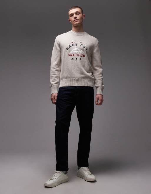 GANT – Sweatshirt in Creme mit aufgesticktem „Ski Club“-Grafikmotiv auf der Brust, 2 von 5