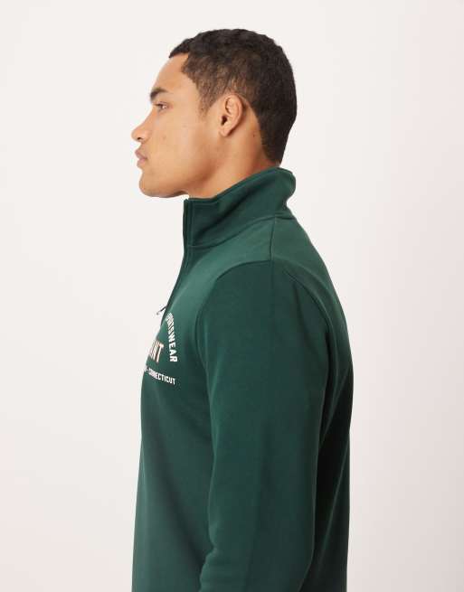 GANT – Sweatshirt in Dunkelgrün mit College-Logo und kurzem Reißverschluss, 4 von 5