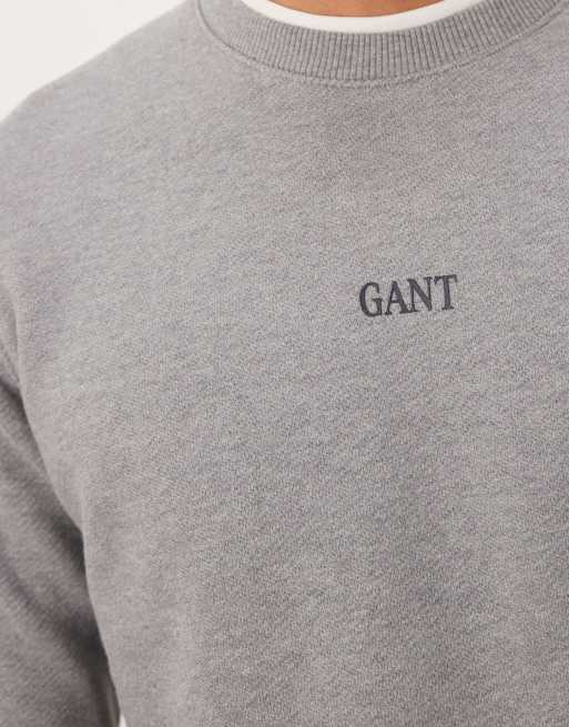 GANT – Sweatshirt in Grau mit kleinem mittigen Logo, 5 von 5