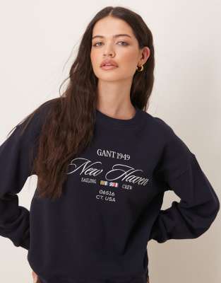 GANT - Sweatshirt in Marineblau mit „1949"-Stickerei