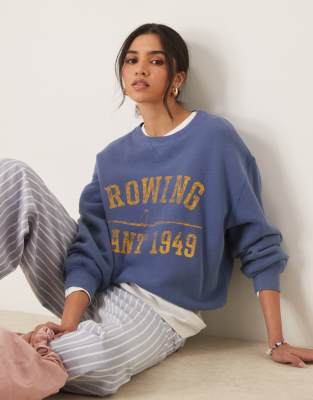 GANT - Sweatshirt in Marineblau mit College-Print