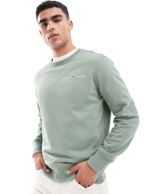 Gant – Sweatshirt in Mittelgrün mit Schild-Logoprint