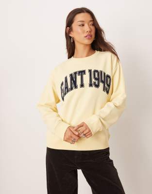 GANT - Sweatshirt in Vanillegelb mit College-Print
