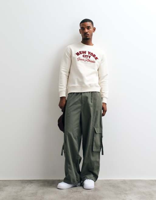 Gant sweatshirt med brystgrafik og logo i cream, 3 af 10