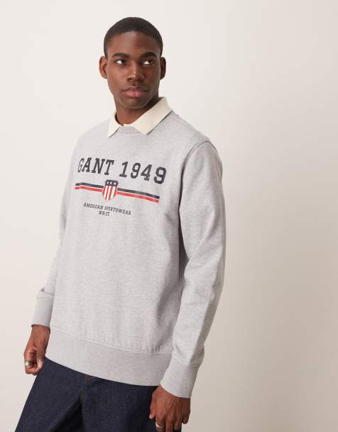 GANT - Sweatshirt met groot logo in grijs - view 1
