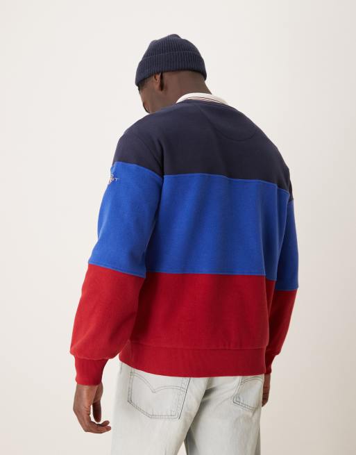 GANT - Sweatshirt met logo en kleurvlakken in blauw en rood, 4 van 4