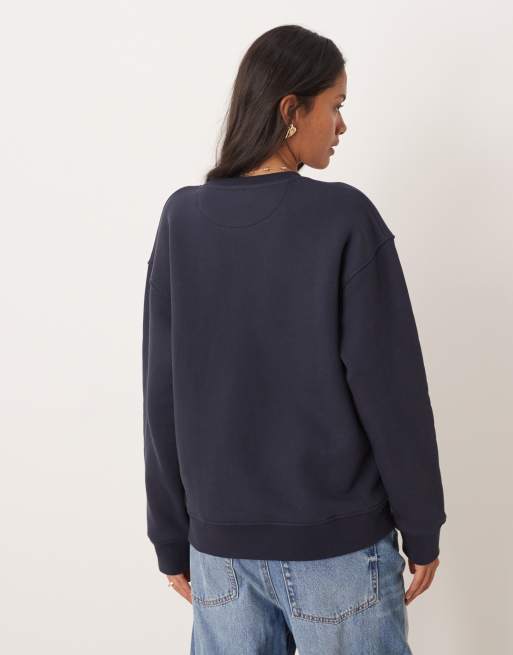 GANT - Sweatshirt met logo op de borst en ronde hals in marineblauw, 4 van 4