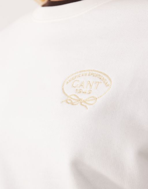 GANT - Sweatshirt met ronde hals en klein vintage logo in wit, 4 van 4