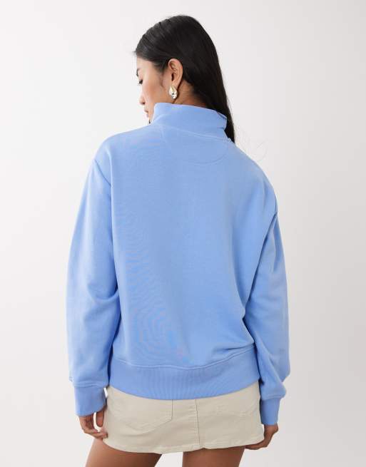GANT - Sweatshirt met schildlogo en halve rits in blauw, 4 van 4