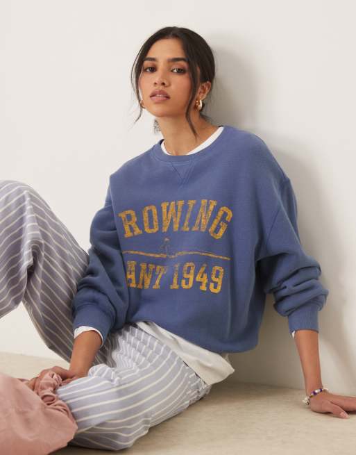 GANT - Sweatshirt met varsity print in marineblauw