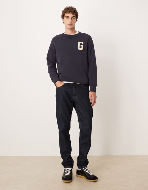 GANT sweatshirt with varsity G logo in navy, 2 of 5