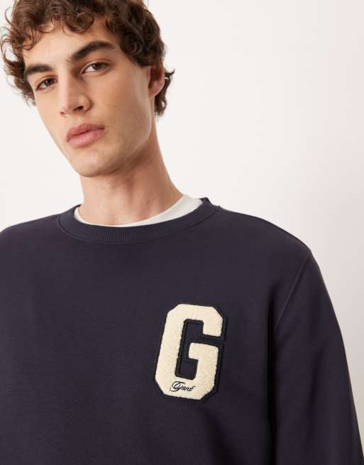 GANT sweatshirt with varsity G logo in navy, 5 of 5