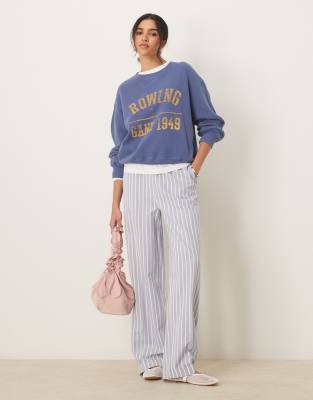 Gant Sweatshirt With Varsity Print In Navy