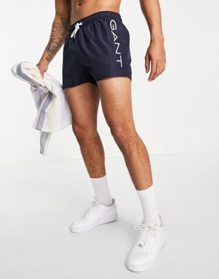 GANT swim shorts in navy with side logo - ASOS Price Checker