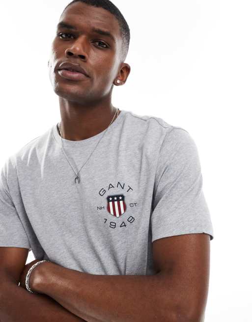 GANT – Szary T-shirt z logo z tarczą 1949