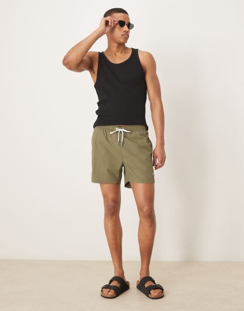 GANT – Szorty kąpielowe w zielonym odcieniu khaki z logo z tarczą - view 1