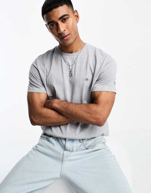 GANT - T-shirt à logo bouclier - Gris chiné