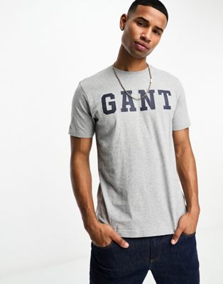 GANT varsity logo t-shirt in grey marl - ASOS Price Checker