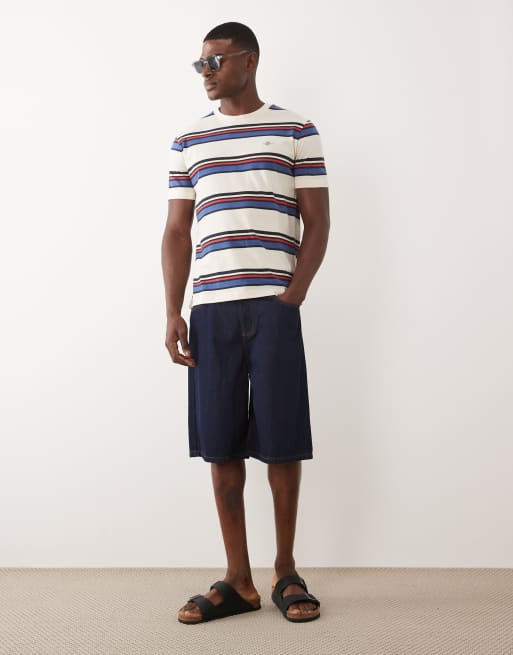 Gant - T-shirt à rayures multicolores - Crème, 4 de 5