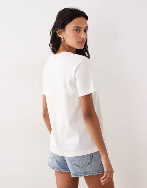 GANT - T-shirt aderente bianco guscio d'uovo con logo vintage piccolo, 2 di 4