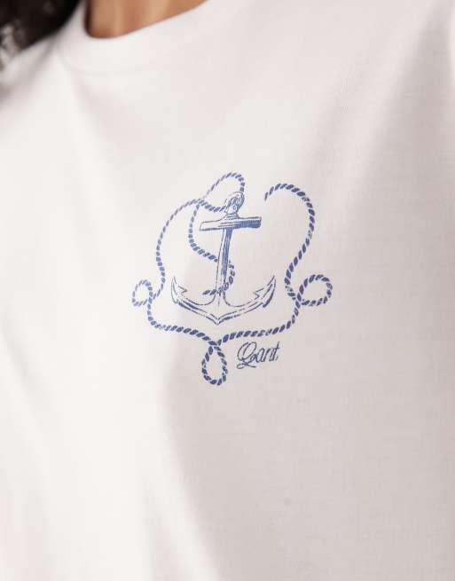 GANT - T-shirt aderente bianco guscio d'uovo con logo vintage piccolo, 4 di 4
