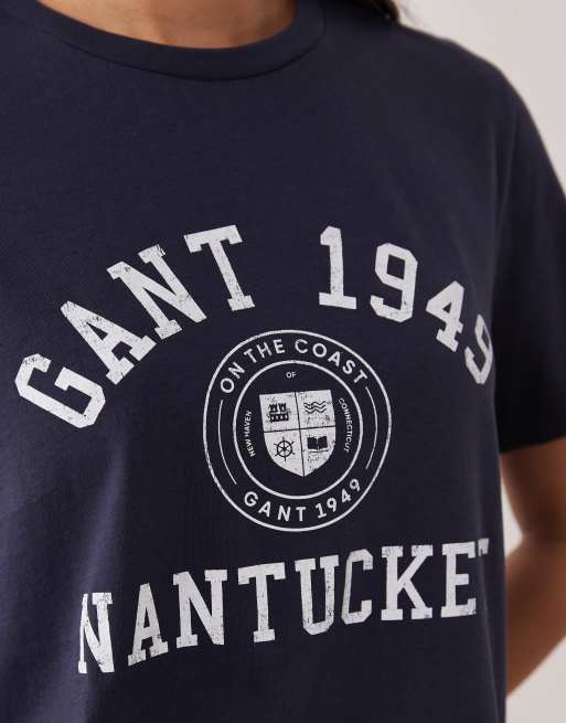 Gant - T-shirt ajusté à logo 1949 universitaire - Bleu marine foncé, 4 de 4