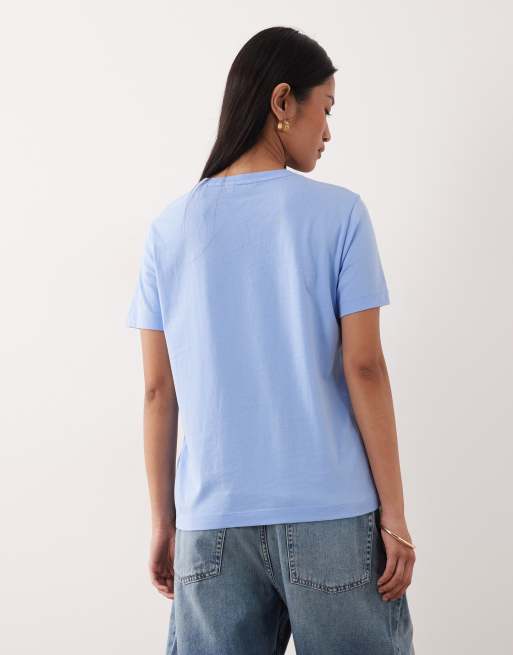 GANT - T-shirt ajusté à petit logo - Bleu clair, 4 de 4