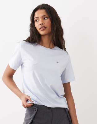 T-shirt ajusté avec petit blason logo - Lilas-Bleu marine XL