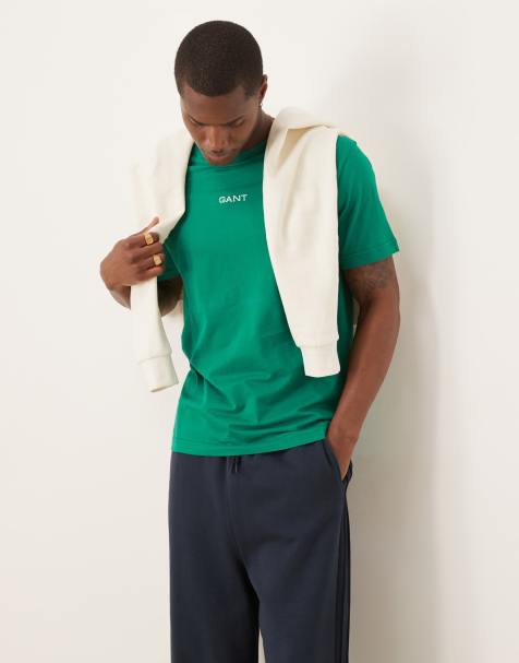 GANT - T-shirt avec logo centré - Vert moyen - view 1
