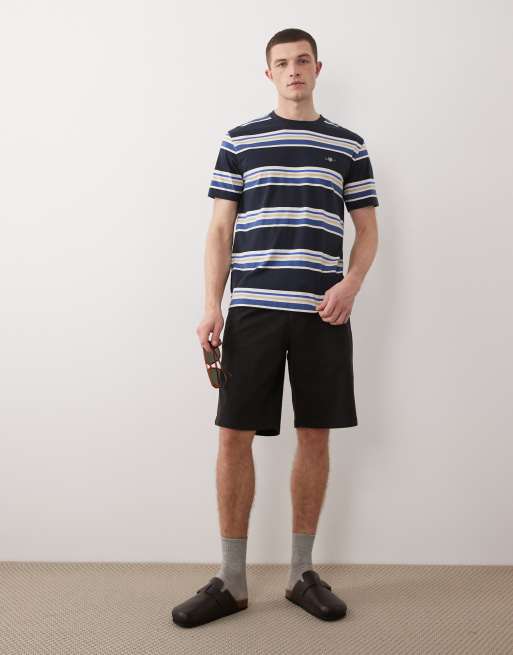 GANT - T-shirt blu navy a righe multiple, 2 di 5