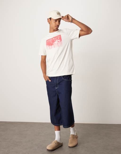 Gant - T-shirt color crema con grafica, 4 di 4