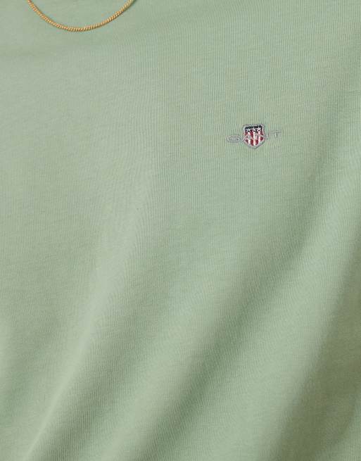 GANT - T-shirt color verde chiaro con logo dello scudo, 4 di 4