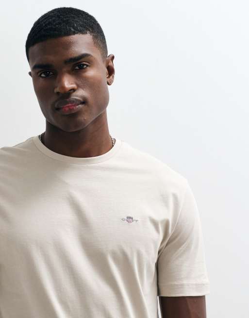 GANT – T-Shirt in Beige mit regulärer Passform und Wappenschild-Logo, 2 von 5