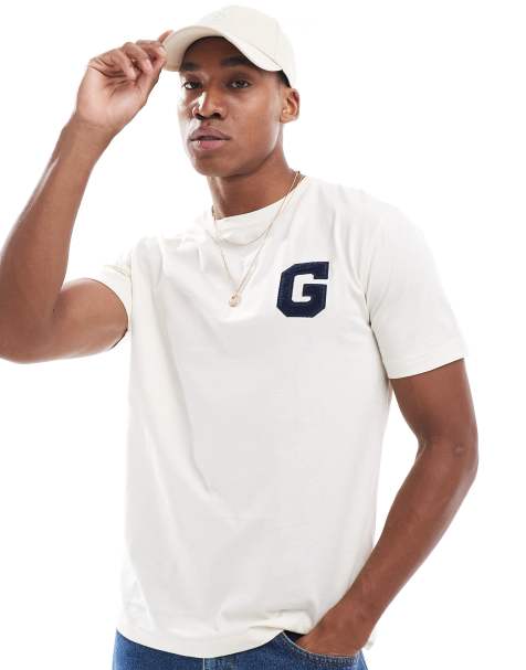 GANT – T-Shirt in Cremeweiß mit College-Logo - view 1