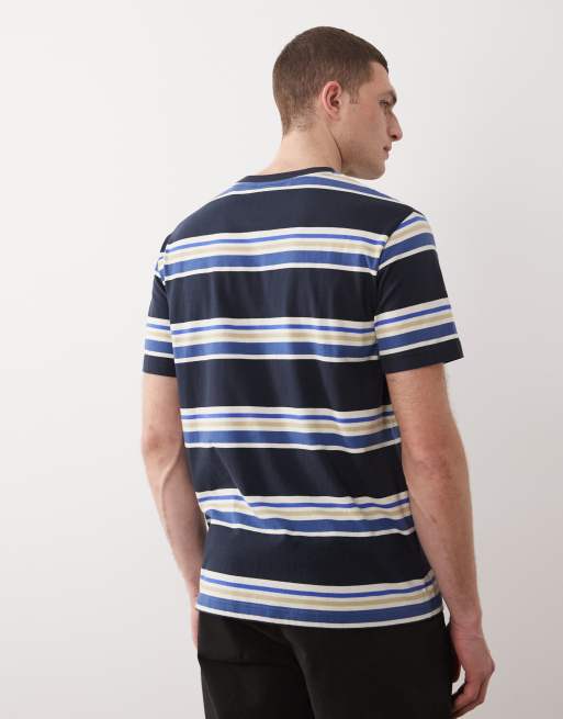 GANT – T-Shirt in Marineblau mit mehrfarbigen Streifen, 3 von 5