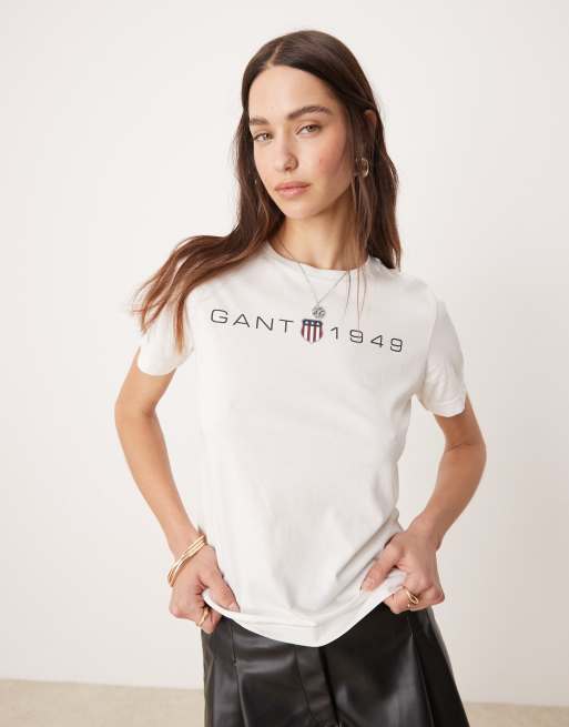 GANT - T-shirt met 1949-schildlogoprint in wit