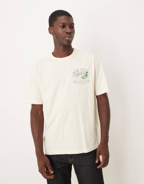Gant - T-shirt met 'Birding Club'-print in wit - view 1