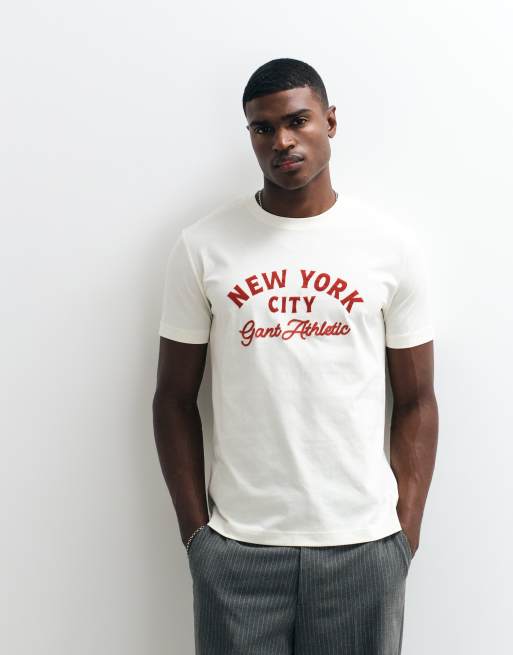 Gant - T-shirt met grafische NYC-print in crème, 2 van 5