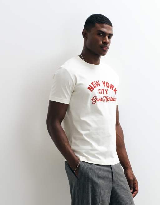 Gant - T-shirt met grafische NYC-print in crème, 4 van 5