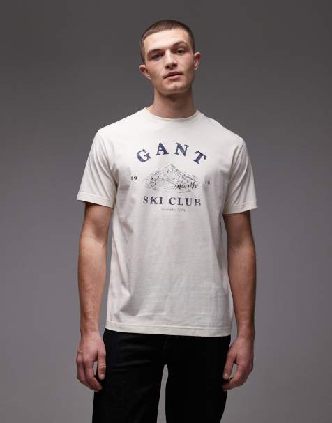 GANT - T-shirt met grafische 'Ski Club' print op de voorkant in crème - view 1