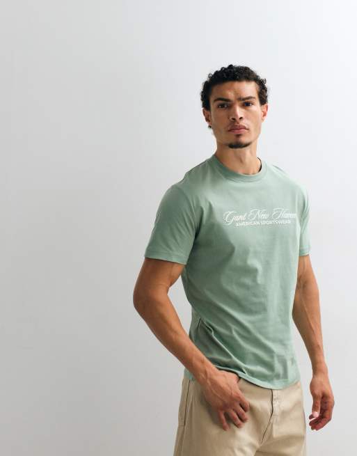 Gant T-shirt met grafische tekst in mintgroen, 5 van 5