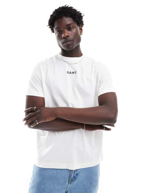 GANT - T-shirt met klein logo in het midden in wit