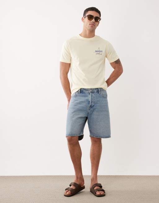 GANT - T-shirt met kustprint op de borst in lichtgeel, 2 van 5
