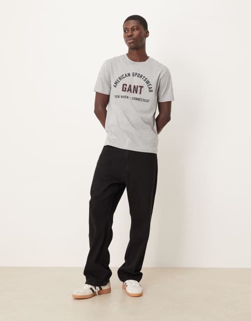 GANT - T-shirt met logo in collegestijl in grijs, 2 van 5