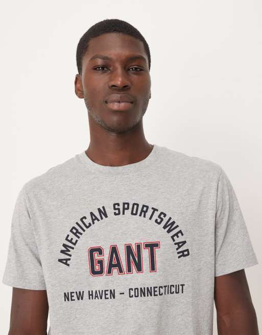 GANT - T-shirt met logo in collegestijl in grijs, 4 van 5
