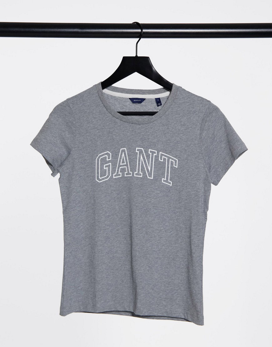 GANT - T-shirt met logo in grijs