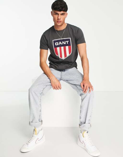 Gant - T-shirt met retro wapenlogo in grafiet, 4 van 4