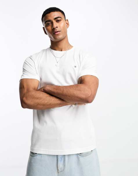GANT - T-shirt met schildlogo in wit - view 1
