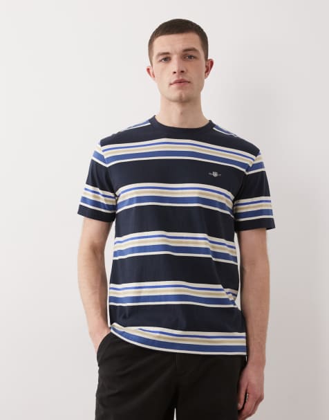 GANT - T-shirt met veelkleurige strepen in marineblauw - view 1